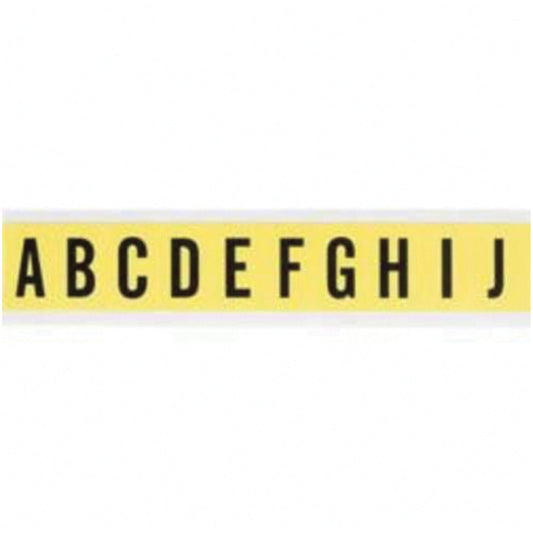 Repositionable Individual Number and Letter Labels, A/B/C/D/E/F/G/H/I/J, 1" H, Black on Yellow