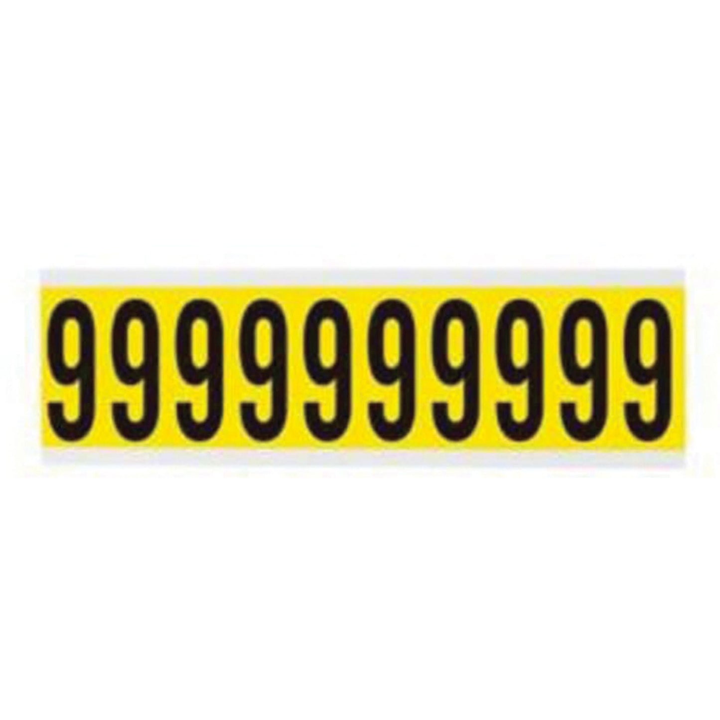 Repositionable Individual Number and Letter Labels, 9, 2" H, Black on Yellow