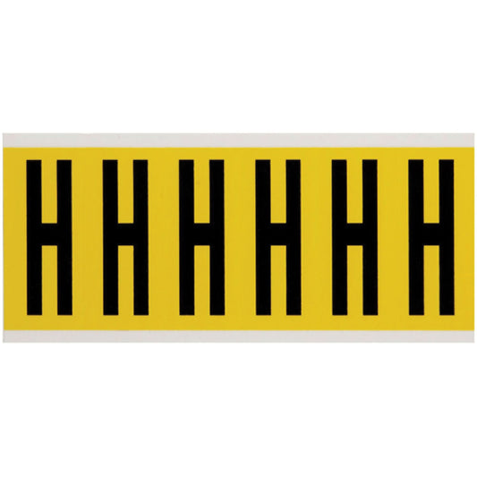 Repositionable Individual Number and Letter Labels, H, 3" H, Black on Yellow