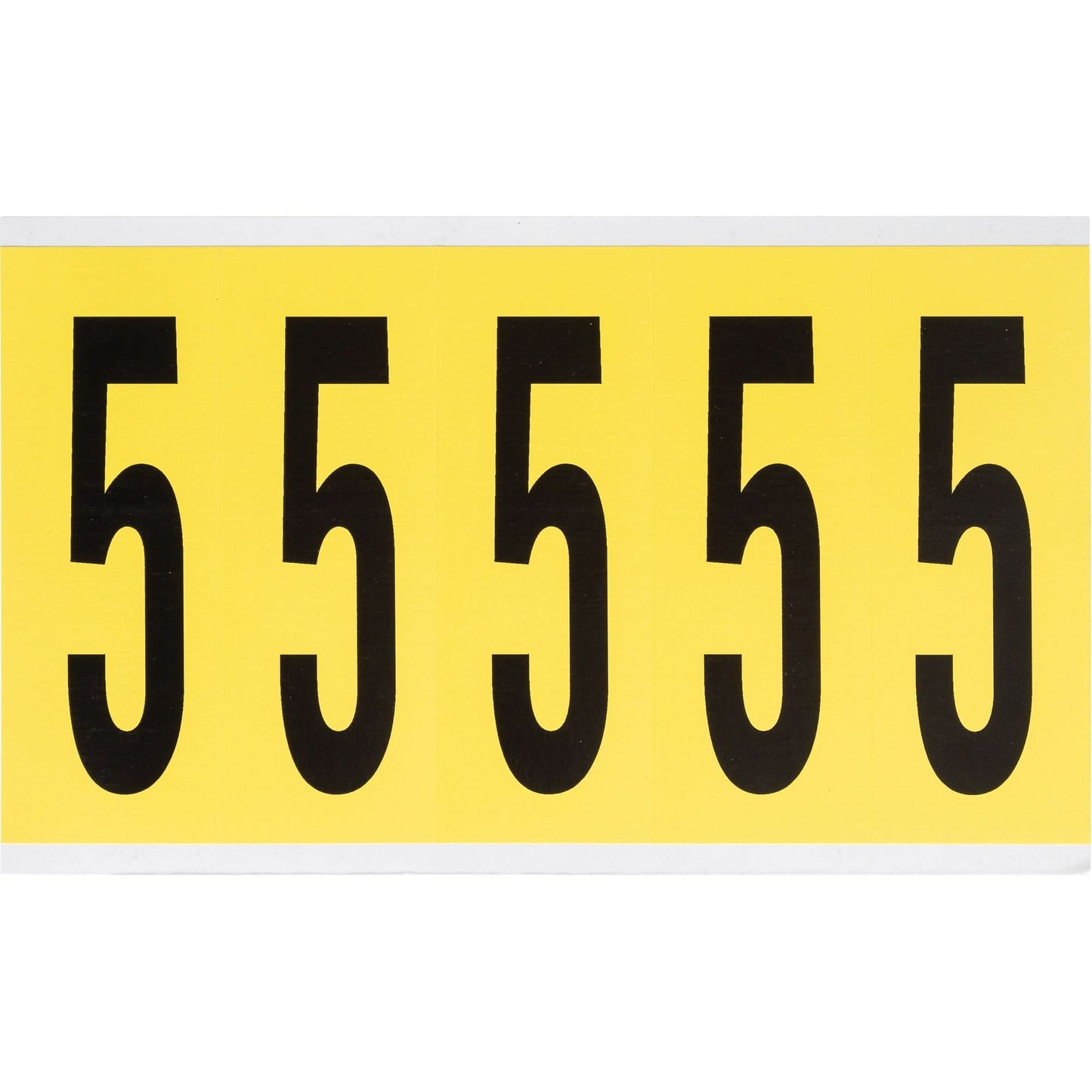 Repositionable Individual Number and Letter Labels, 5, 4" H, Black on Yellow