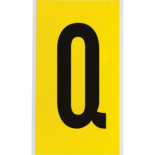 Repositionable Individual Number & Letter Labels, Q, 6" H, Black on Yellow
