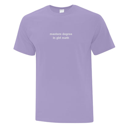 T-shirt brodé "Masters Degree In Girl Math"