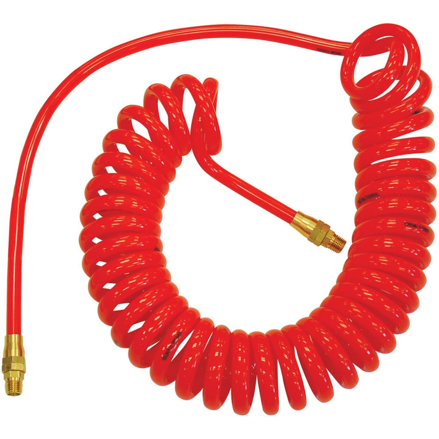 Flexcoil Self-Storing Polyurethane Air Hoses With Fittings, Air, 1/4" ID x 25' L, Polyurethane, 140 PSI at 23 °C