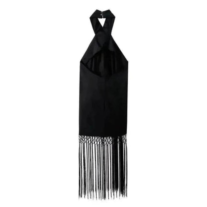 Tassel Hangings Collar Linen Dress