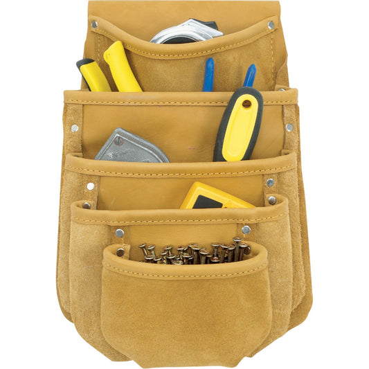 Pochette à outils pour cloisons sèches, porte-outils multiple, cuir, 5 poches