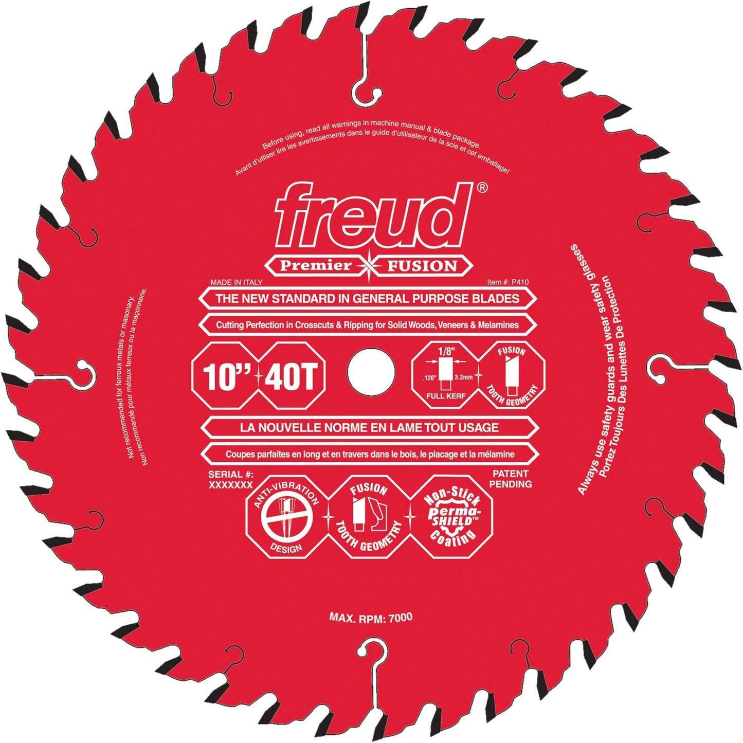 Premier Fusion General Purpose Saw Blades, 12", 48 Teeth, Wood Use