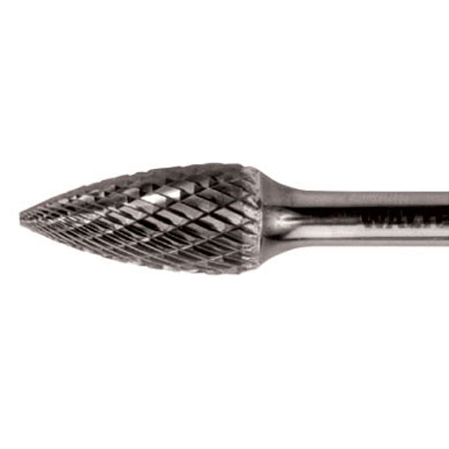 Double Cut Tapered Burr, SG-44, 1/8" Dia., 1/8" Shank, 1/2" Depth of Cut