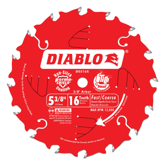 Circular Saw Blade, 5-3/8", 16 Teeth, Wood Use