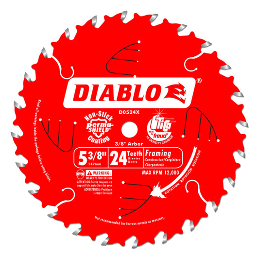 Circular Saw Blade, 5-3/8", 24 Teeth, Wood Use