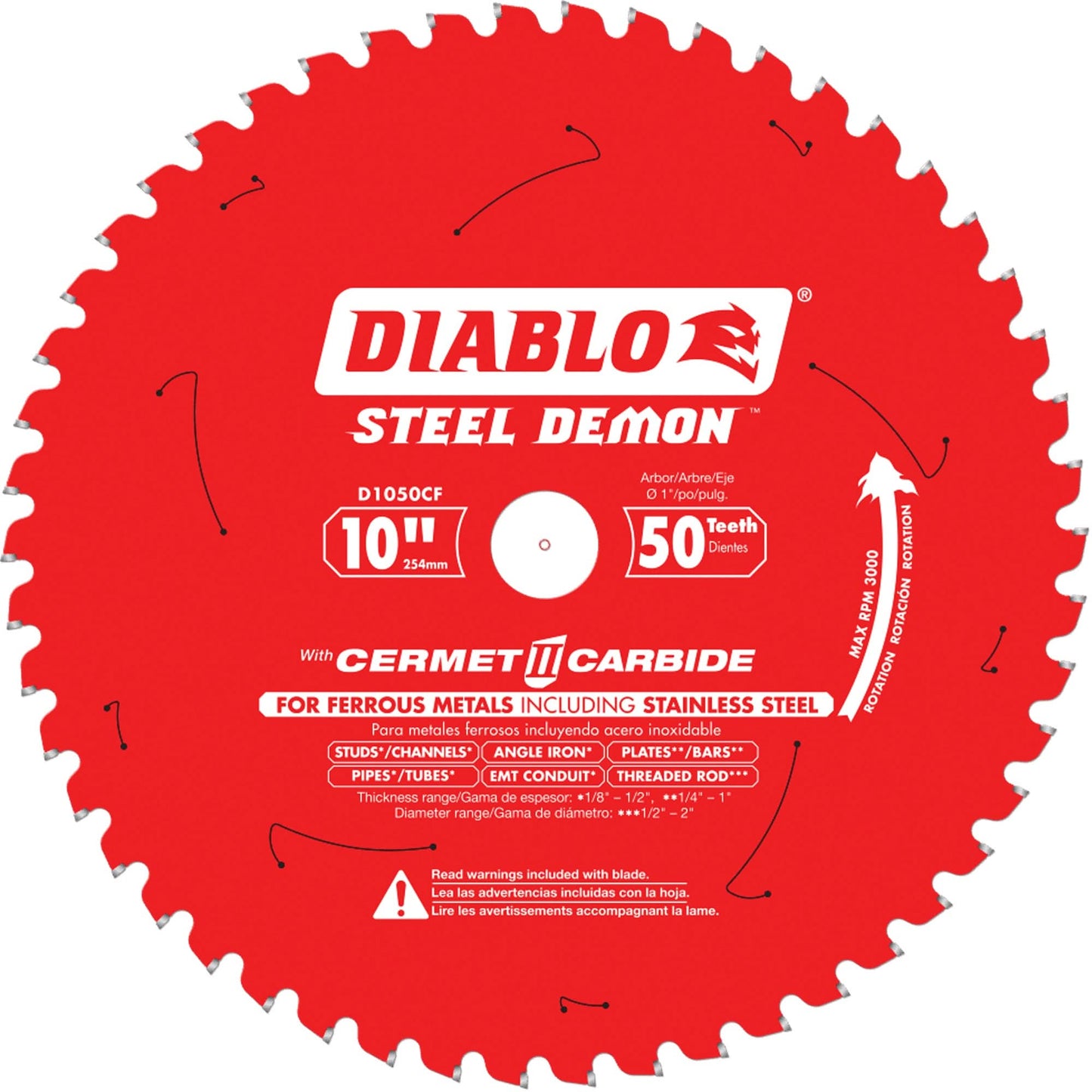 Circular Saw Blade, 10", 50 Teeth, Metal Use
