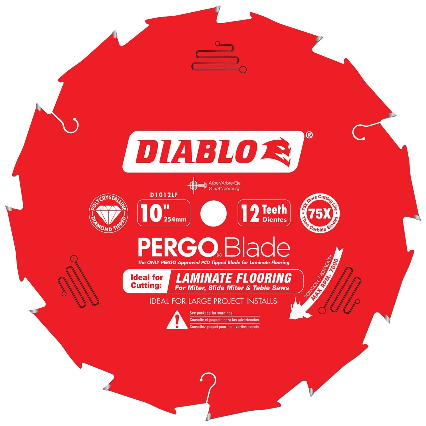 Circular Saw Blade, 10", 12 Teeth, Laminate Use