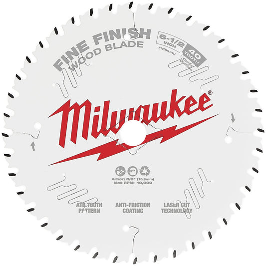 Fine Finish Circular Saw Blade, 6-1/2", 40 Teeth, Wood Use