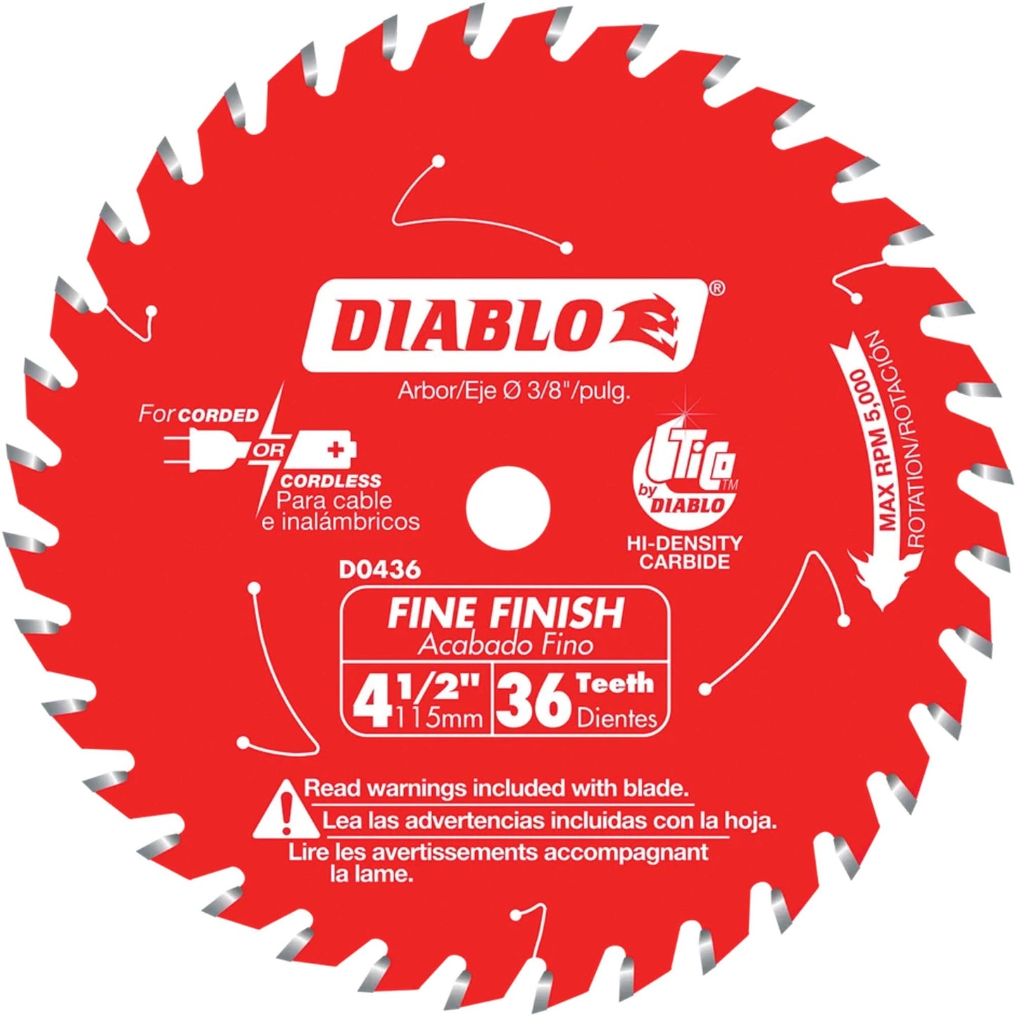 Circular Trim Saw Blade, 4-1/2", 36 Teeth, Wood Use