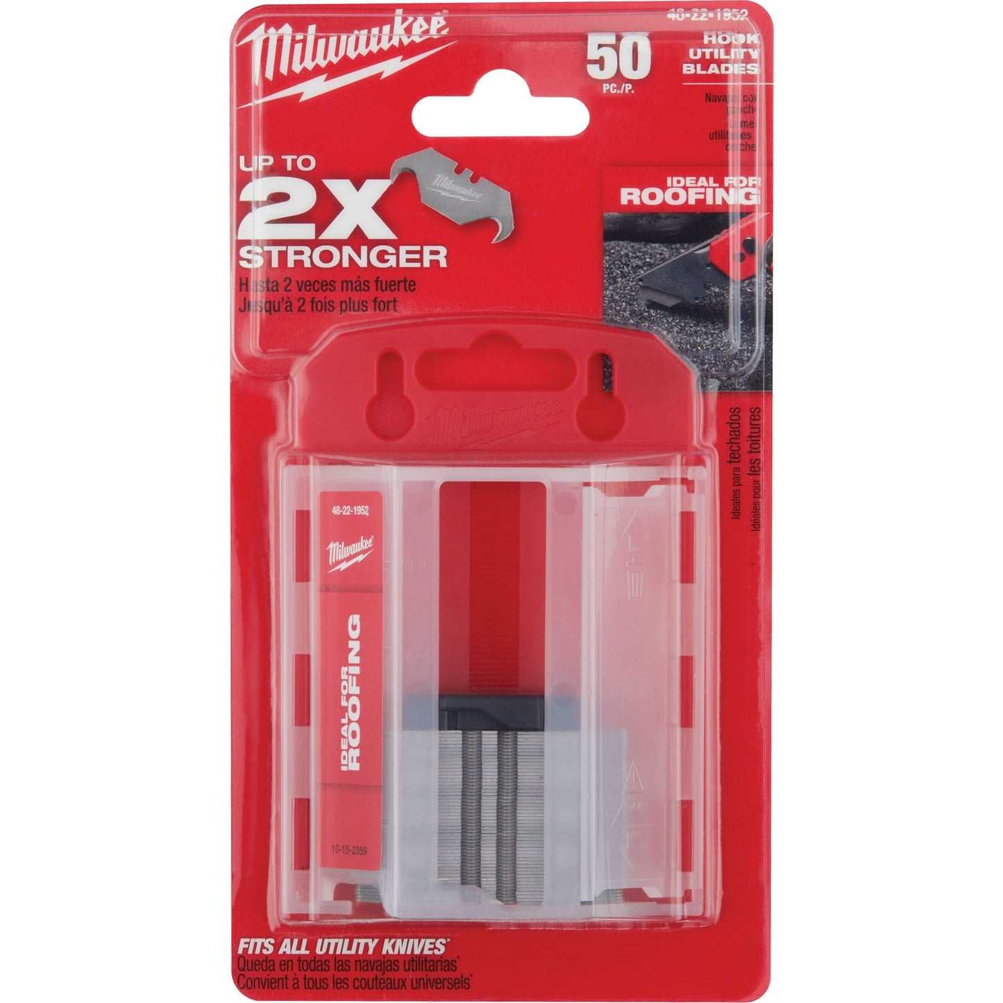Hook Utility Knife Blades with Dispenser, Single Style