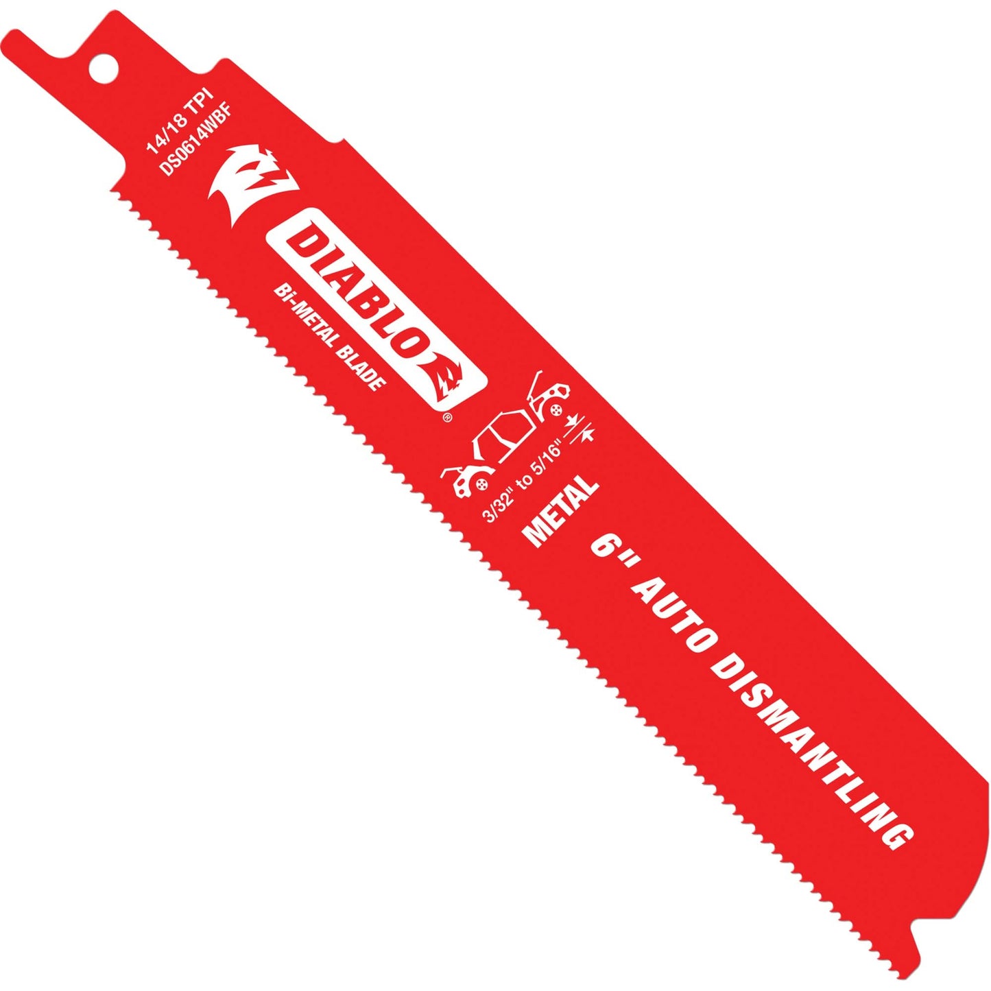 Reciprocating Blade for Auto Dismantling, Bi-Metal, 10-14 TPI, 6" L x 1" W