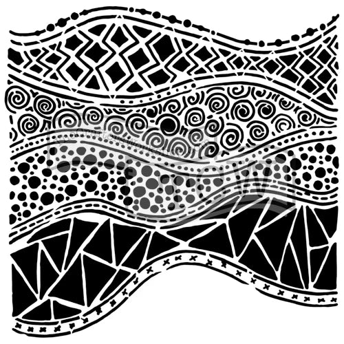 The Crafters Workshop 6x6 Stencil Crazy Waves