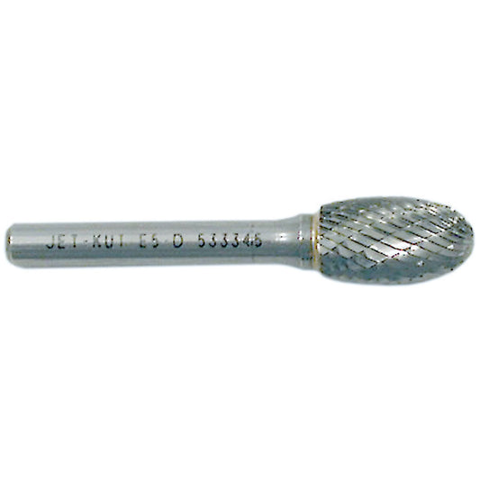 Oval Burr, 1/4" Dia., 1/4" Shank, 3/8" Depth of Cut