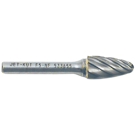 F5-NF 1/4" Round Nose Shape Bur for Aluminum/Non-Ferrous Materials, 1/2" Dia.