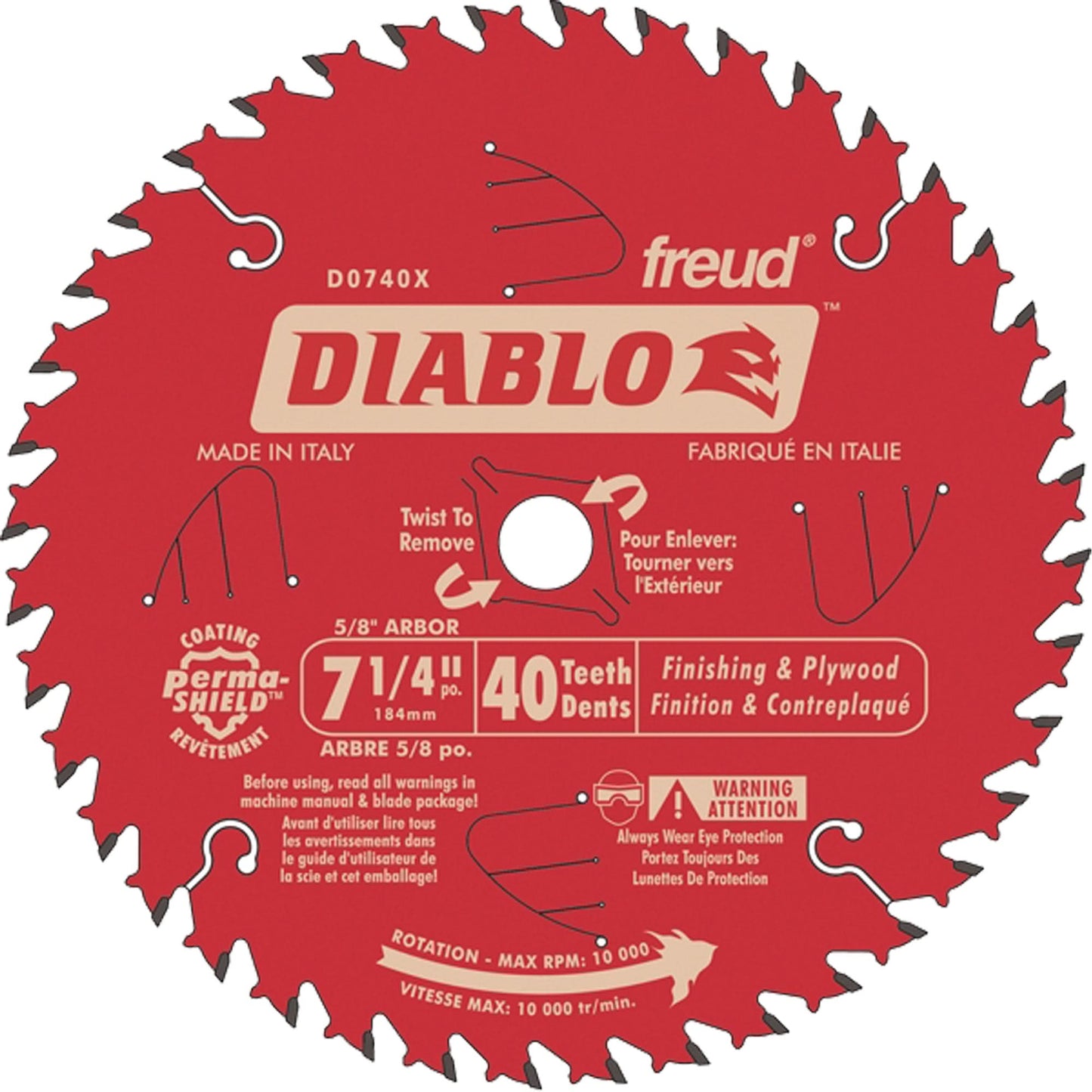 Contractor Saw Blade - Finishing Saw Blades, 7-1/4", 40 Teeth, Wood Use