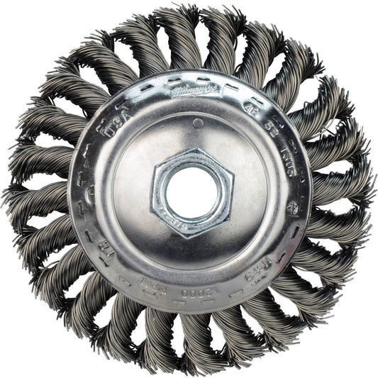 Stringer Bead Wire Wheel, 4" Dia., 0.02" Fill, 5/8"-11 Arbor, Carbon Steel
