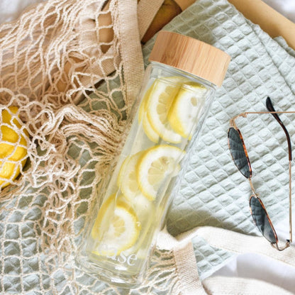 3 in 1 Sustainable Glass and Bamboo Tea Tumbler