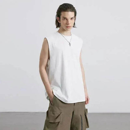 Technology Quick-drying Breathable Round Neck Solid Color Basic Loose Underwaist Tank Neutral