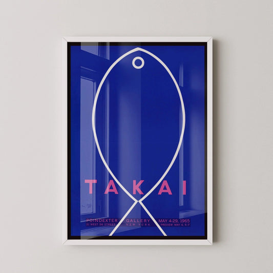 Teiji Takai - Fish | Vintage Minimalist Japanese Poster in Blue Available handframed or unframed