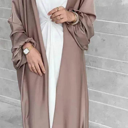 Temperament commute Middle East Arab Dubai Abaya Dress White Sleeveless Pleated Bottoming Vest Lined Dress