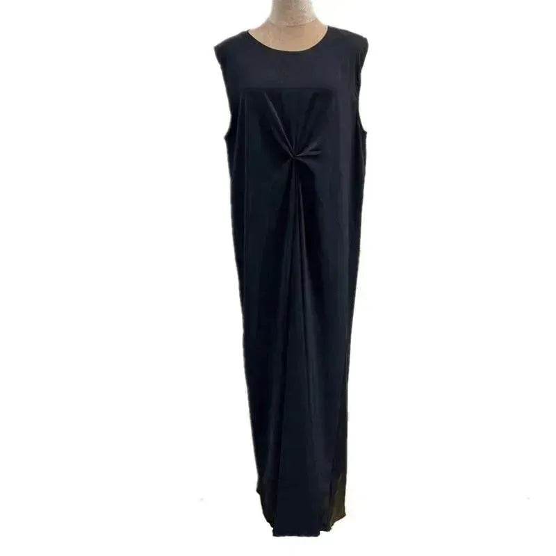 Temperament commute Middle East Arab Dubai Abaya Dress White Sleeveless Pleated Bottoming Vest Lined Dress