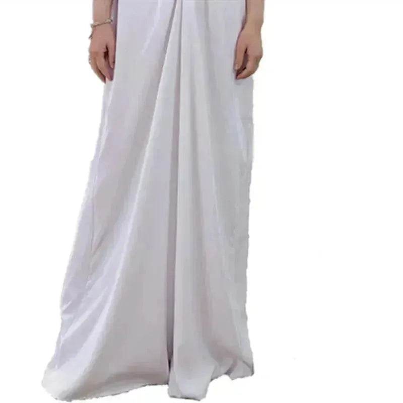 Temperament commute Middle East Arab Dubai Abaya Dress White Sleeveless Pleated Bottoming Vest Lined Dress