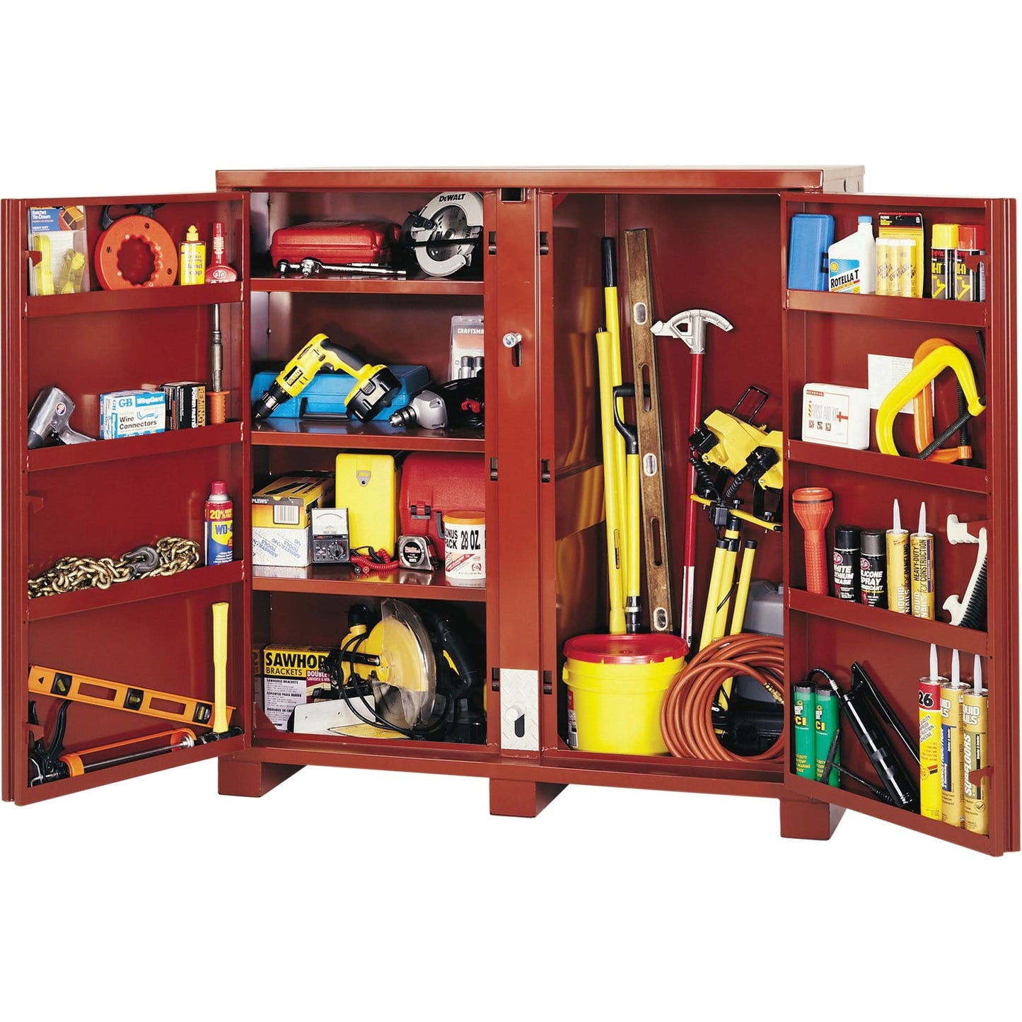 Jobsite Shelf Cabinet, Steel, 47.5 Cubic Feet, Red