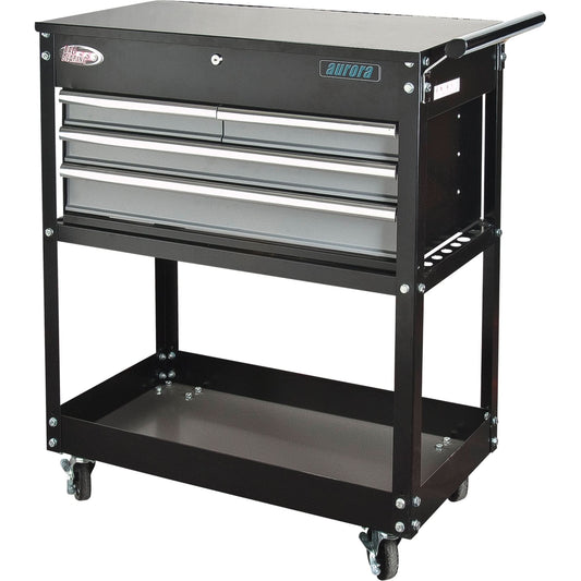 Utility Cart, 4 Drawers, 18" L x 33" W x 39" H, Black