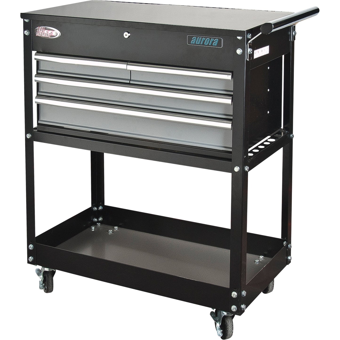 Utility Cart, 4 Drawers, 18" L x 33" W x 39" H, Black