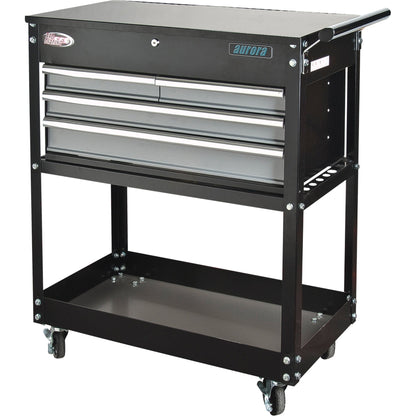 Utility Cart, 4 Drawers, 18" L x 33" W x 39" H, Black