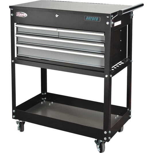 Utility Cart, 4 Drawers, 18" L x 33" W x 39" H, Black