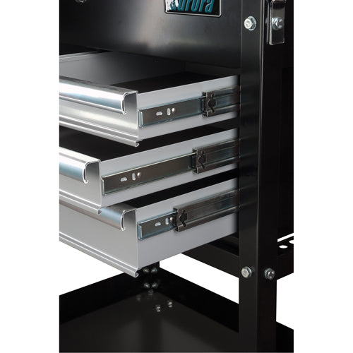 Utility Cart, 4 Drawers, 18" L x 33" W x 39" H, Black