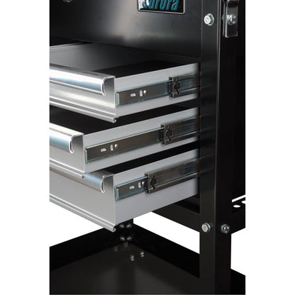 Utility Cart, 4 Drawers, 18" L x 33" W x 39" H, Black