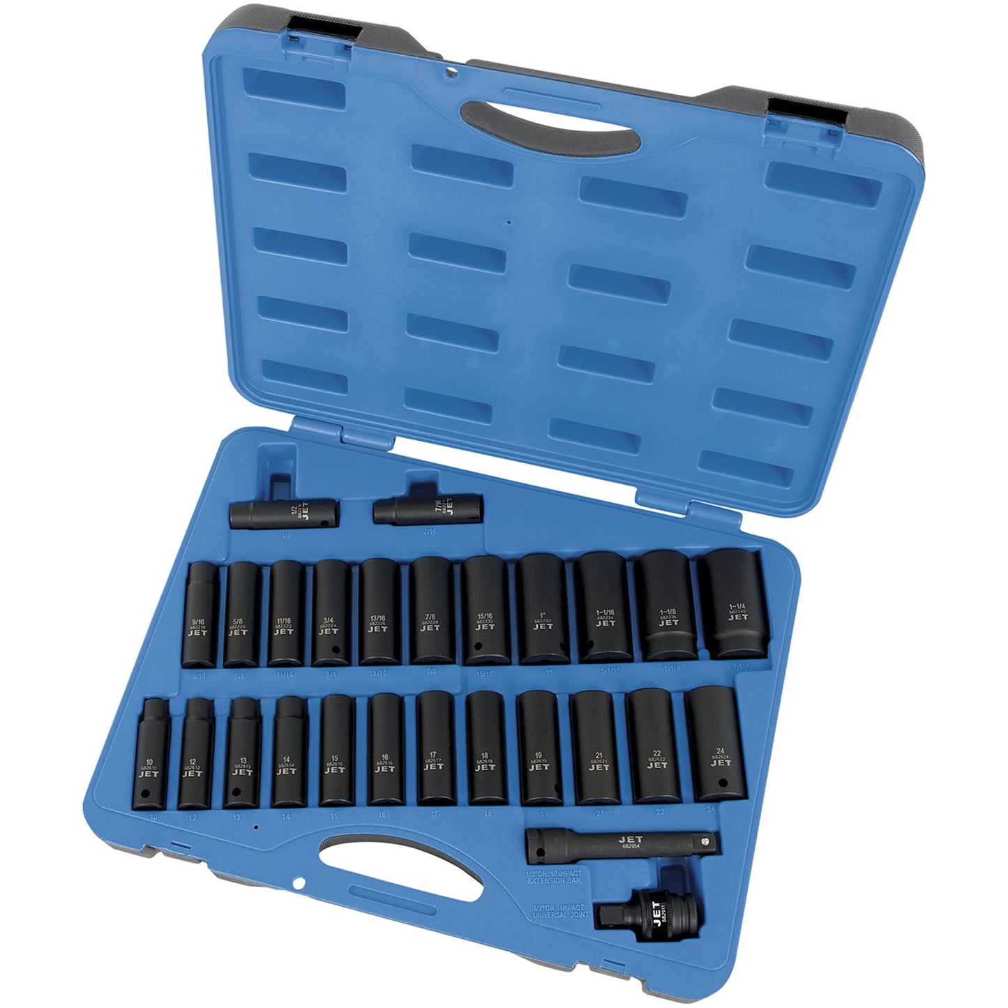 PS2712DC SAE/Metric Socket Set, 27 Pcs, Impact, 1/2" Drive Size, Deep