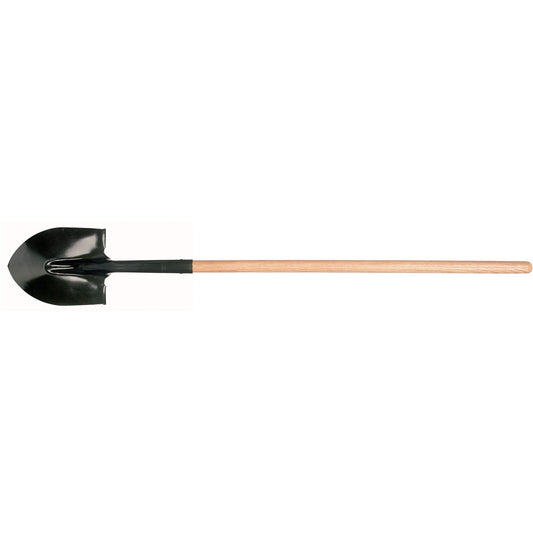 Round Point Shovel, Tempered Steel Blade, Hardwood, Straight Handle