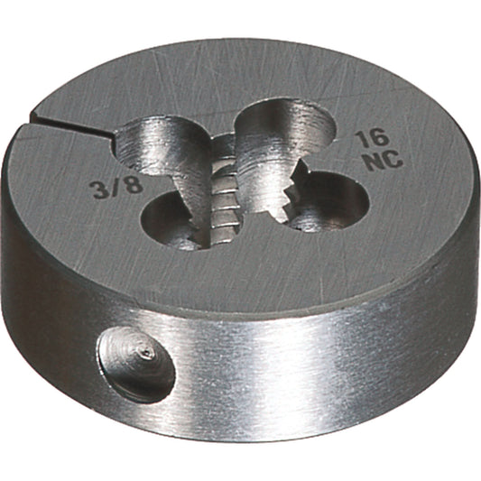 Round Adjustable Die, Bright Finish, 10-32 Thread, High Speed Steel