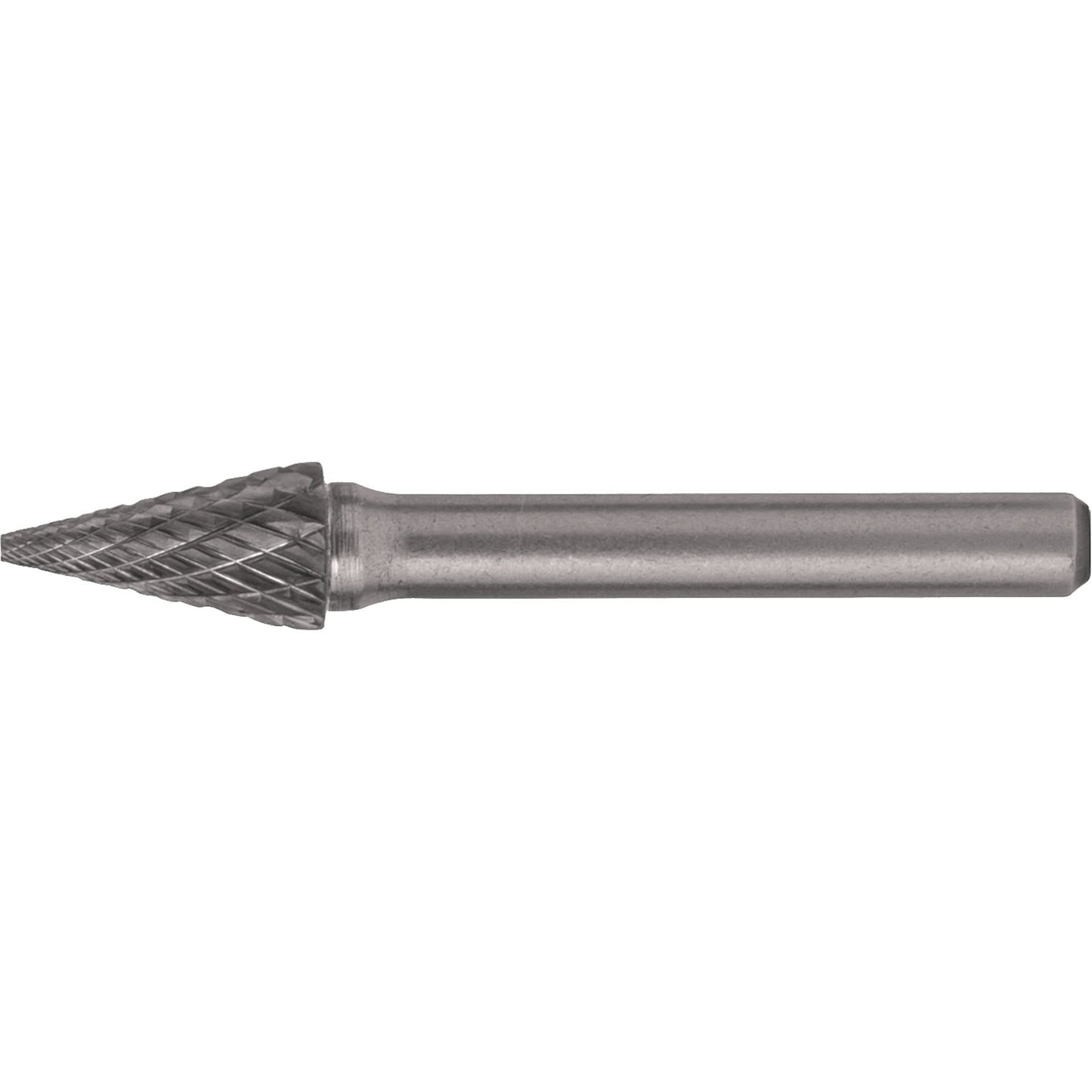 Solid Carbide Burrs - Pointed Cone Shape, SM-2, 1/4" Dia., 1/4" Shank, 3/4" Depth of Cut