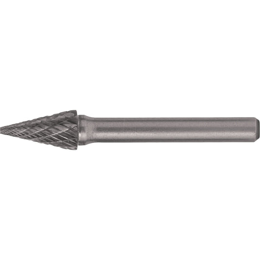 Solid Carbide Burrs - Pointed Cone Shape, SM-2, 1/4" Dia., 1/4" Shank, 3/4" Depth of Cut