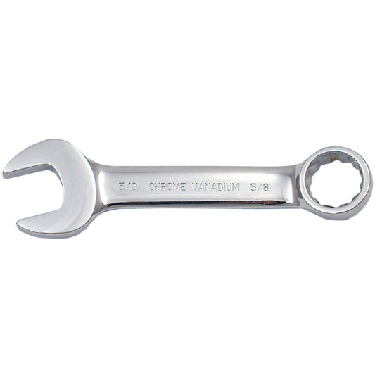 Fully Polished Stubby Combination Wrench, 5/8", Polished Finish