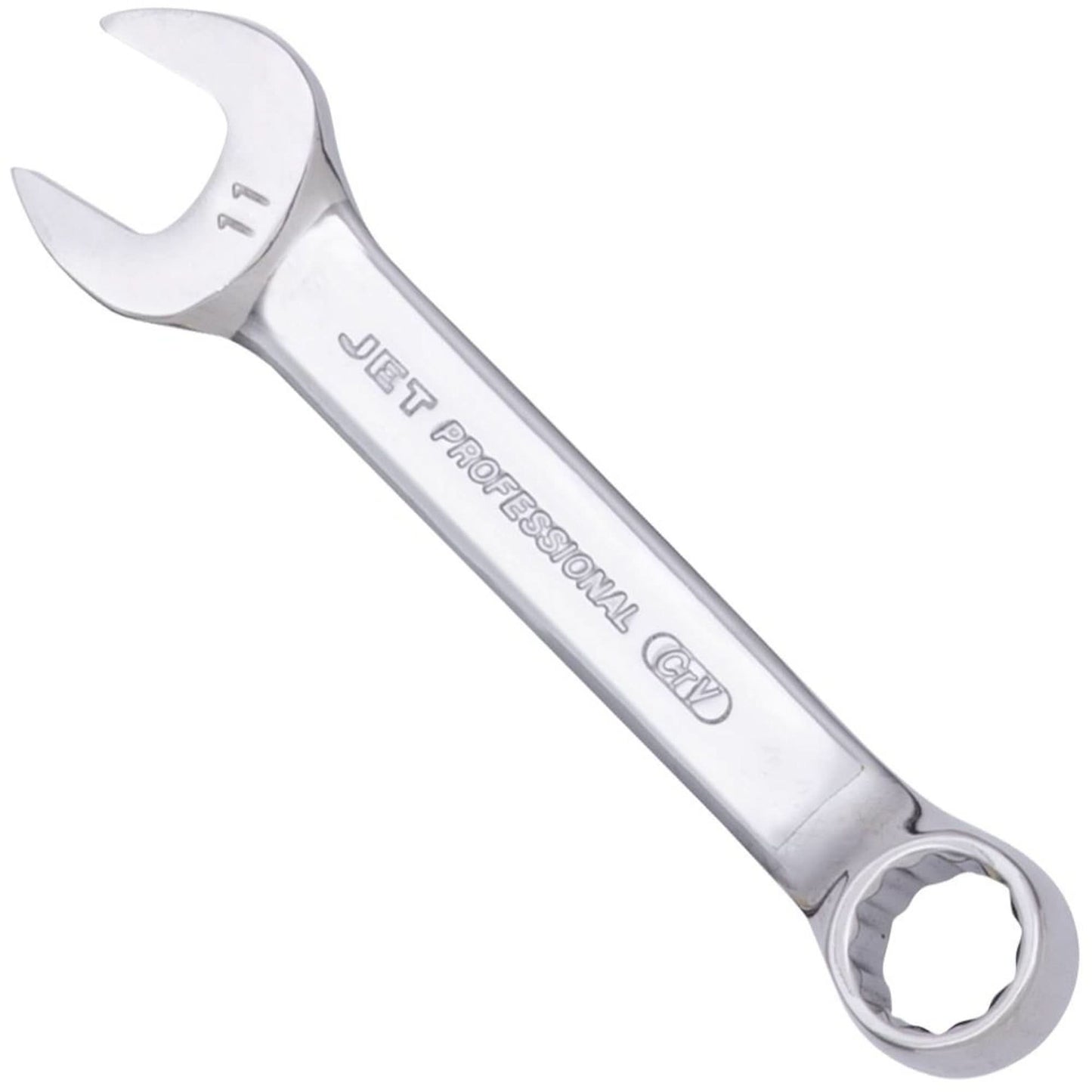 Fully Polished Stubby Combination Wrench, 12 Point, 11 mm, Chrome Finish