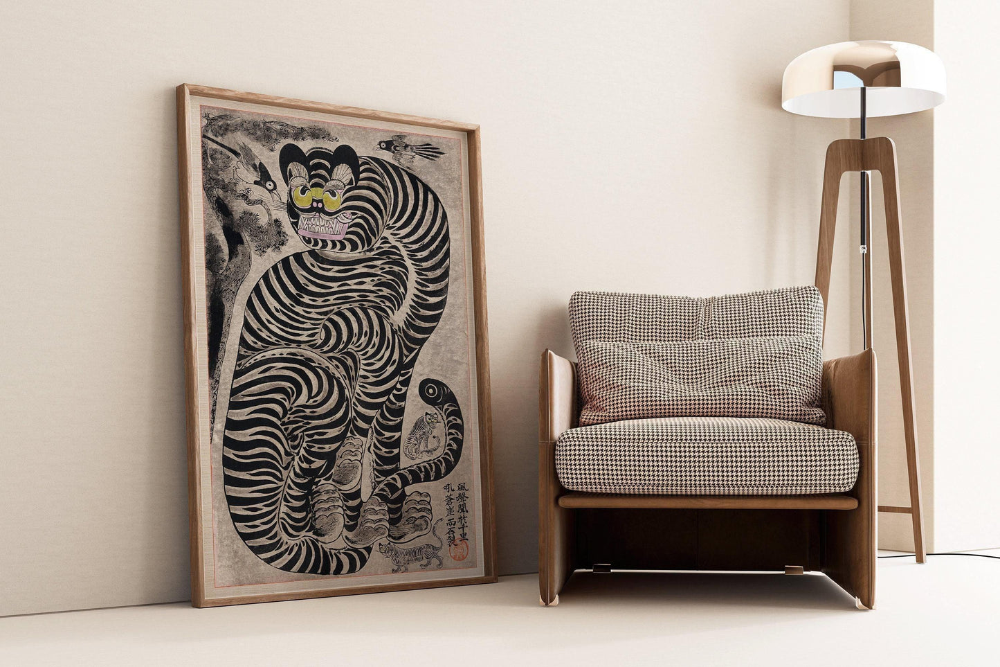 Talismanic Tiger Vintage Japanese Woodblock Art Print: Giclee Print