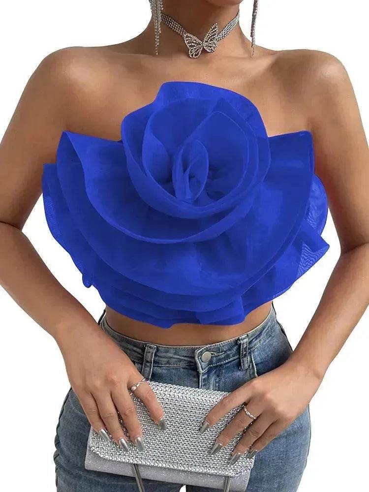 Three-dimensional Organza Flower Small Sling Chest-wrapped Vest