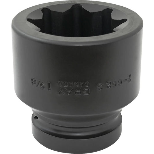 Double Square Socket, Impact, 1-5/8", 1" Drive, 8 Points