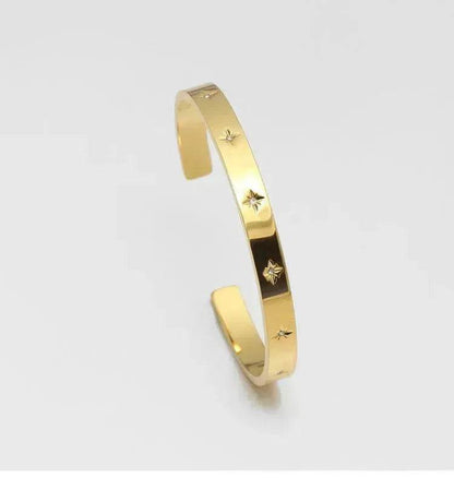Bracelet étoile en acier titane plaqué or 18 carats pour femme Bracelet doré