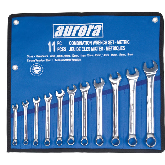 Wrench Set, Combination, 11 Pieces, Metric