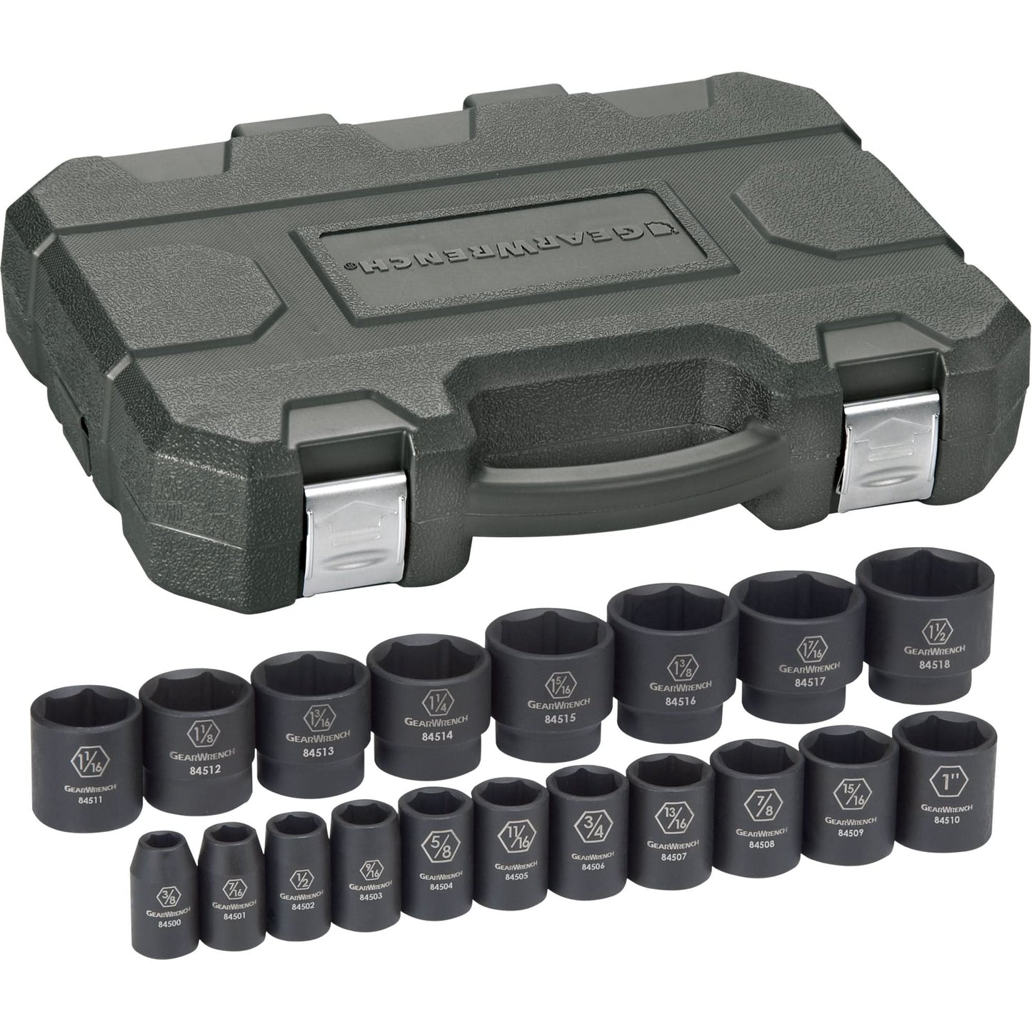 Socket Set, 19 Pcs, Impact, 1/2" Drive Size